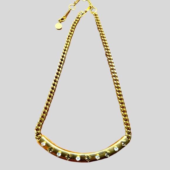 Vintage Givenchy gold tone necklace with segmental arch measure 3.5” - Picture 2 of 7